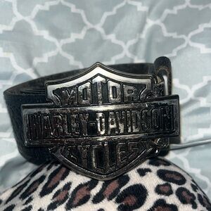 Harley Davidson Size 46 Leather Belt w Chrome Bar Shield Buckle 2005